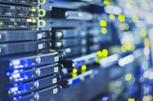 A close up of some servers in a data centre